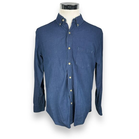 J.Crew Woven Shirt Men’s Medium Blue Geometric Cotton Long Sleeve Button Down - Picture 1 of 9